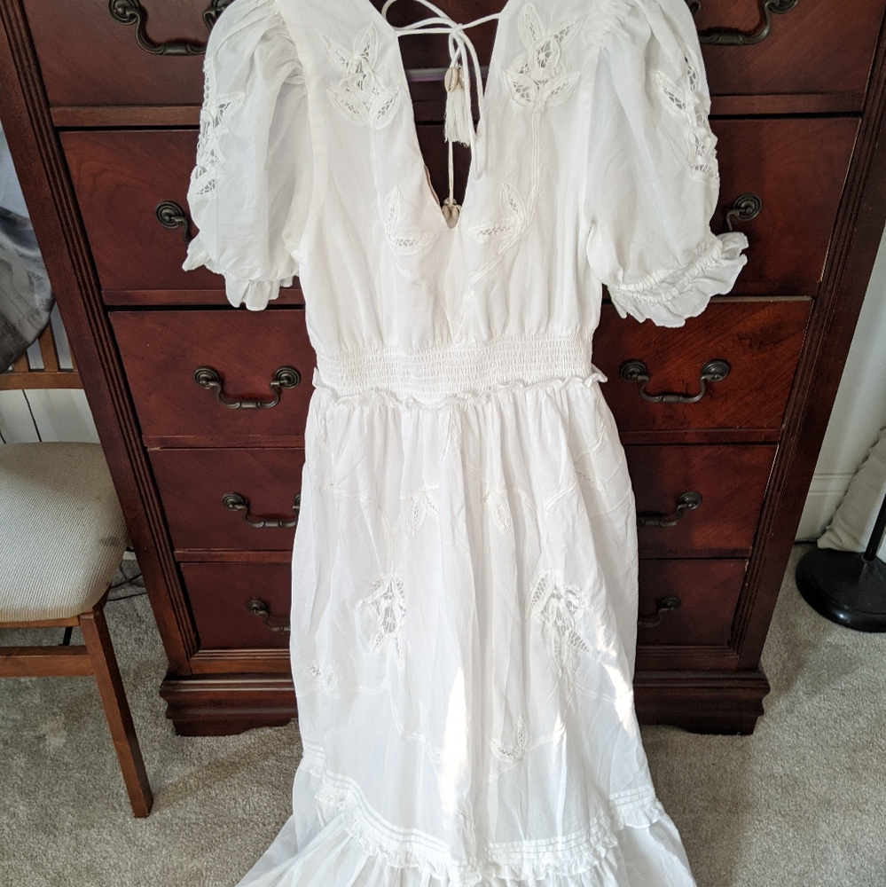 Cleobella White Eyelet V-Neck Midi Dress - Picture 15 of 16
